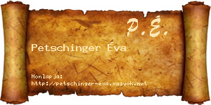 Petschinger Éva névjegykártya